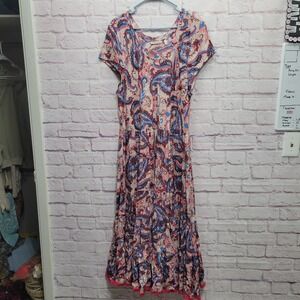 Soft Surroundings Kara Paisley Boho Maxi Dress 2X Tiered Gypsy Cottage Festival